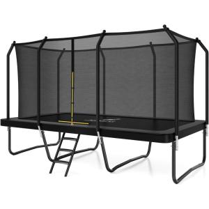 imageJELENS Rectangle Trampoline 8X14FT Outdoor Square Gymnastics Trampolines with Safety Enclosure Net Recreational Trampoline for KidsBlack