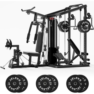 image:imageJELENS HM01 Home Gym System 150LB Weight Stack Smith Machine with LAT PullDown amp Leg Press AllinOne Strength Training Equipment Workout Station for WorkoutBlack